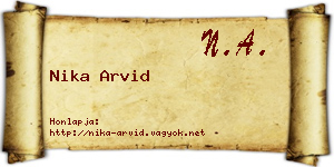 Nika Arvid névjegykártya